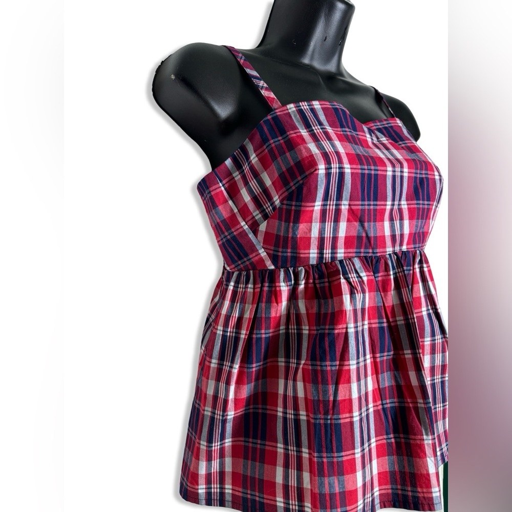 J. CREW Woman's Plaid Cotton Tank with Adjustable Straps